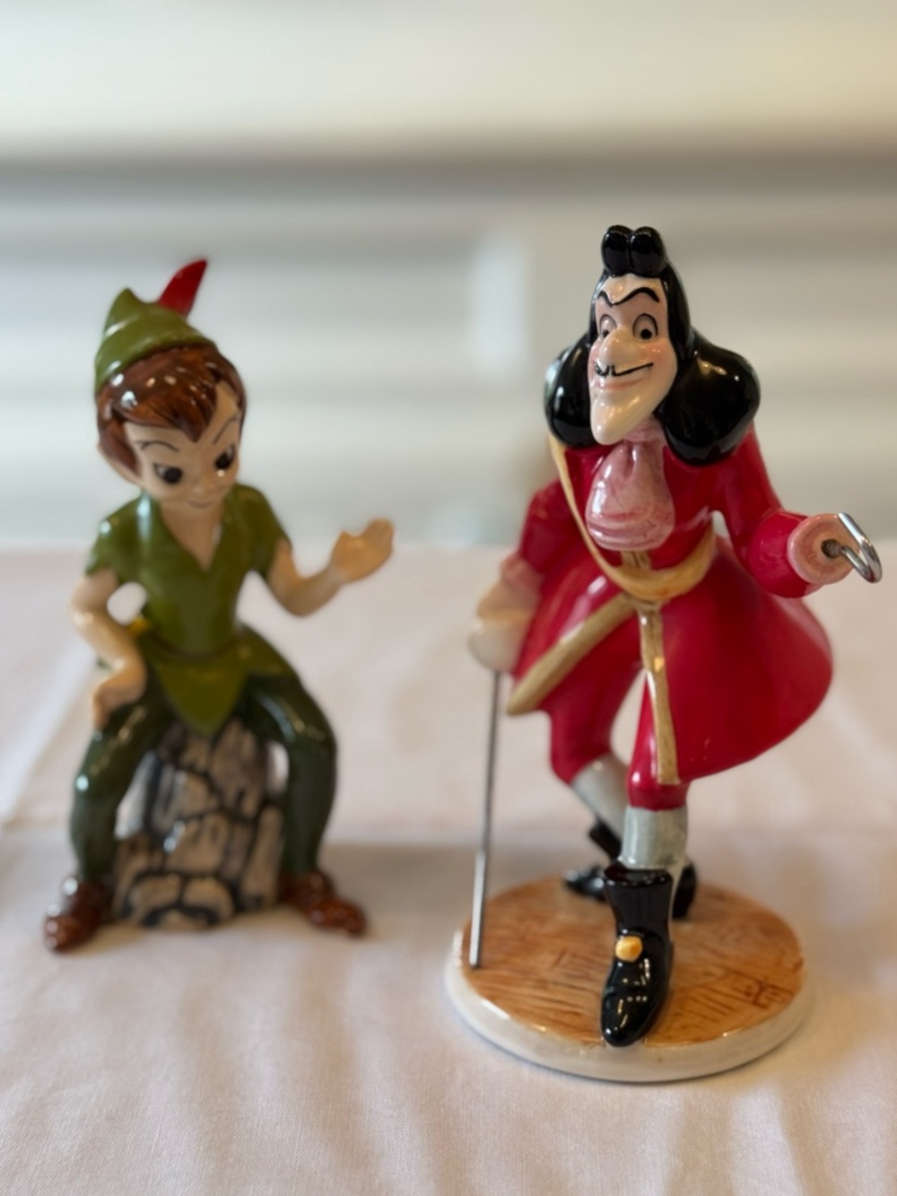 Disney Peter Pan & Captain Hook Ceramic Figurine Set | HTF Vintage Japan